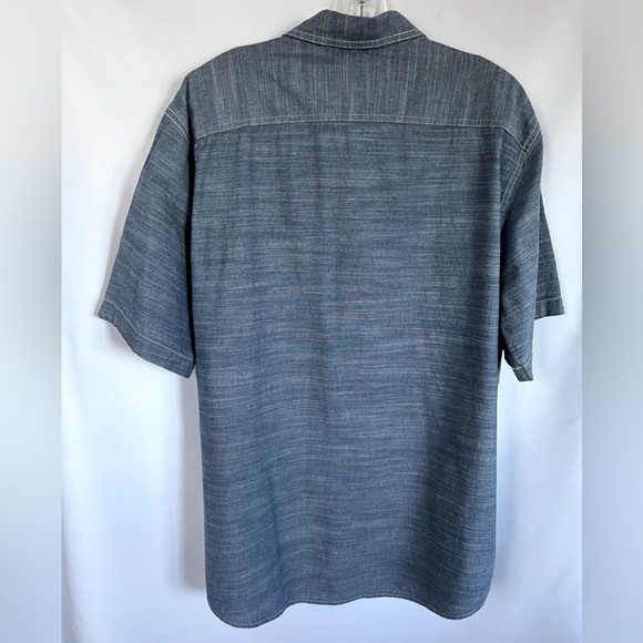 Woolrich Mens Button Front Pockets Short Sleeve Blue Lightweight Shirt XL - Picture 2 of 8